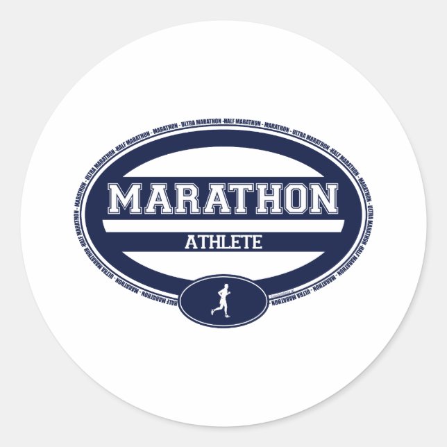 Marathon Oval for Athletes and Spectators Classic Round Sticker (Front)