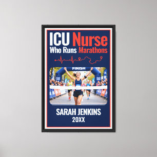 Marathon Photo Canvas ICU Nurse Finish Line Navy Print