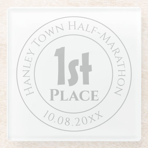 Marathon Runner 1st Prize Trophy Award Glass Coaster