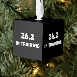 Marathon Runner 26.2 In Training Running Cube Ornament
