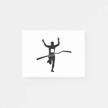 Marathon Runner Finishing Race Silhouette Post-it Notes by retrovectors at Zazzle