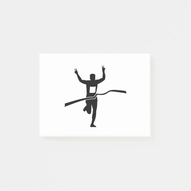 Marathon Runner Finishing Race Silhouette Post-it Notes (Front)