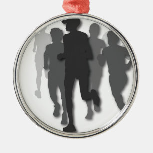marathon runner metal ornament