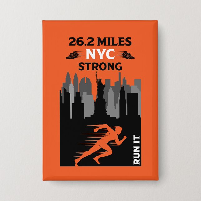 Marathon Runner New York 26.2 Button (Front)