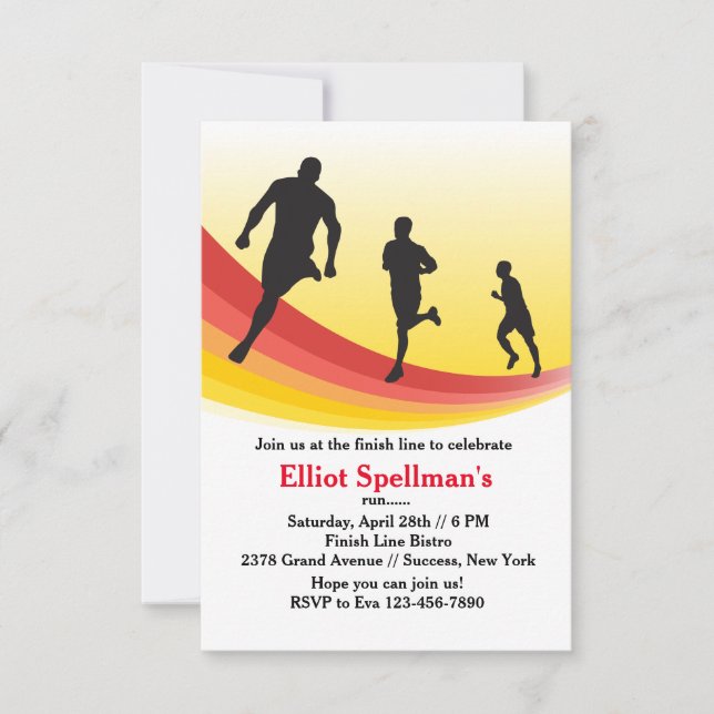 Marathon Runner Party Invitation (Front)