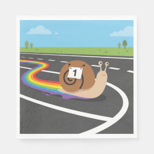 Marathon Runner Snail Cute Rainbow Trail Napkins