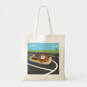 Marathon Runner Snail Cute Rainbow Trail Tote Bag