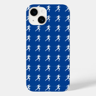 Marathon Runners & Heartbeat Line on Blue  Case-Mate iPhone 14 Case