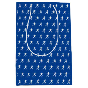 Marathon Runners on Blue Medium Gift Bag