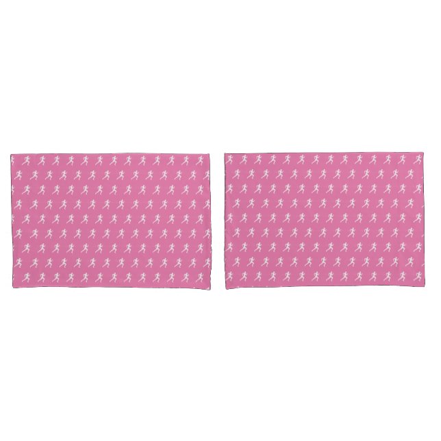 Marathon Runners on Pink Background Pillow Case (Front-Set)