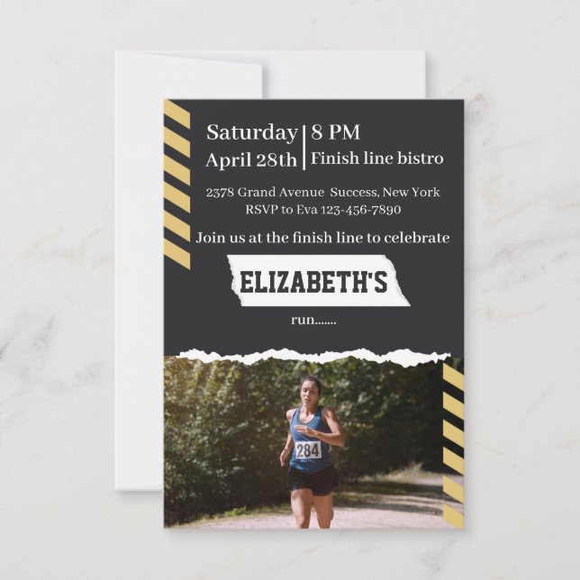 Marathon Running Party Invitation Runner Finisher  (Front)