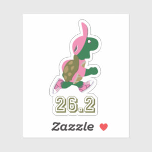 Marathon Running Turtle in Pink Sticker