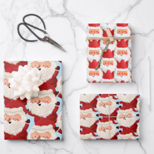 Marathon Santas Funny Active Sport Bold Christmas Wrapping Paper Sheets
