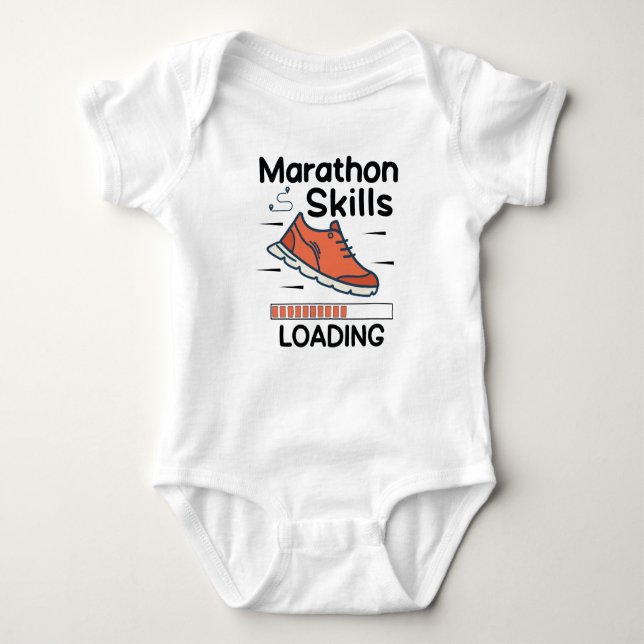 Marathon Skills Loading | Running Lover | Runner Baby Bodysuit (Front)