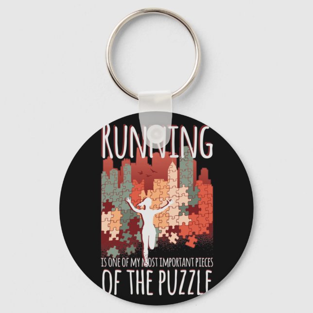 Marathon, Trail running, piece of puzzle Keychain (Front)