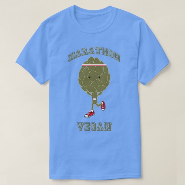 Marathon Vegan retro running artichoke T-Shirt (Design Front)