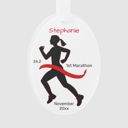 Marathon Woman Keepsake In Red Ornament