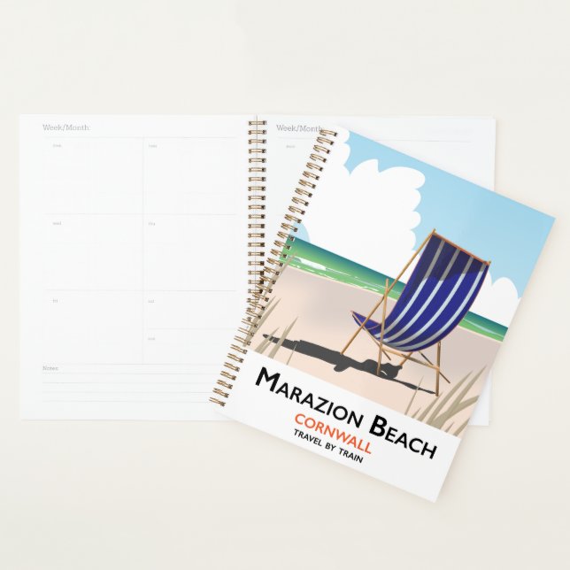 Marazion Beach Cornwall beach travel poster Planner (Display)