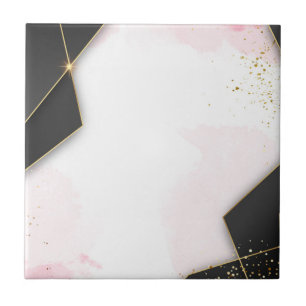 Marbel-gold- black-Rose Gold Ceramic Tile