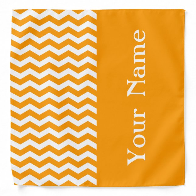 Marbella Orange Wave Chevron with name Bandana (Front)