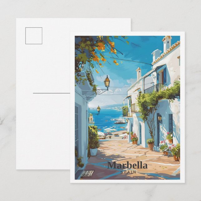 Marbella Spain Art Vintage Travel  Postcard (Front/Back)