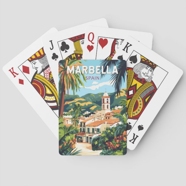 Marbella Spain Illustration Travel Art Vintage Poker Cards (Back)