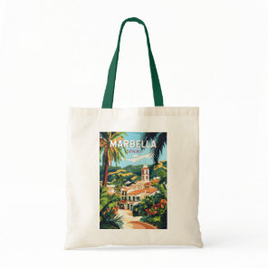 Marbella Spain Illustration Travel Art Vintage Tote Bag