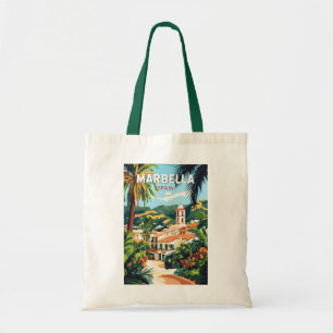 Marbella Spain Illustration Travel Art Vintage Tote Bag