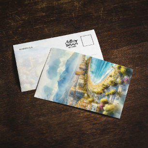 Marbella Spain Watercolor Postcard
