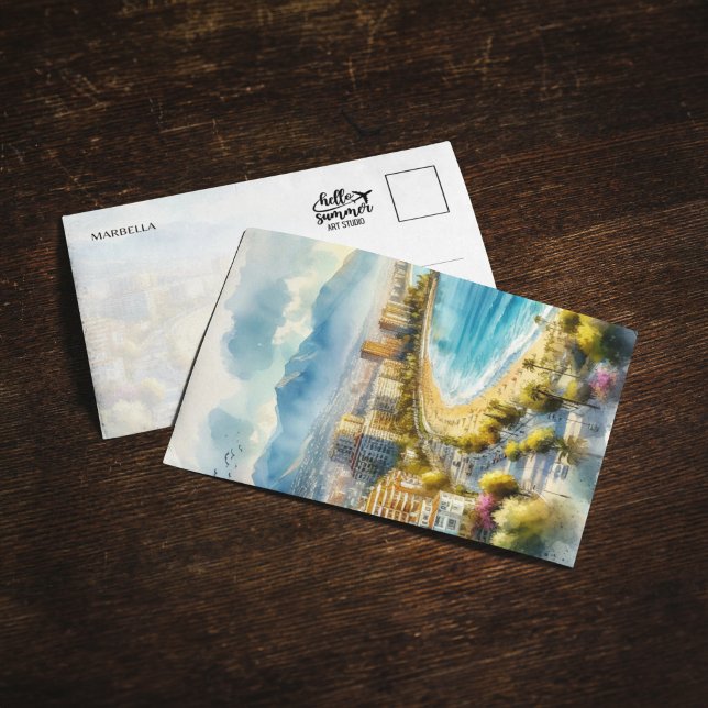 Marbella Spain Watercolor Postcard (Creator Uploaded)