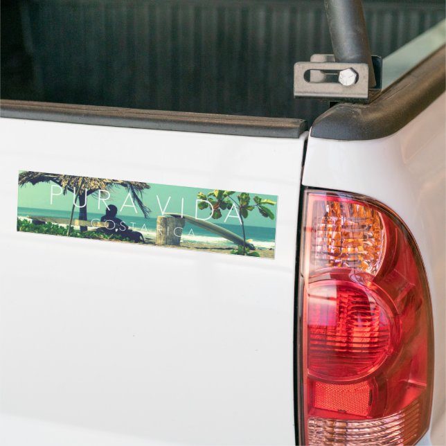 Marbella Surfer Pura Vida Costa Rica Bumper Bumper Sticker (On Truck)