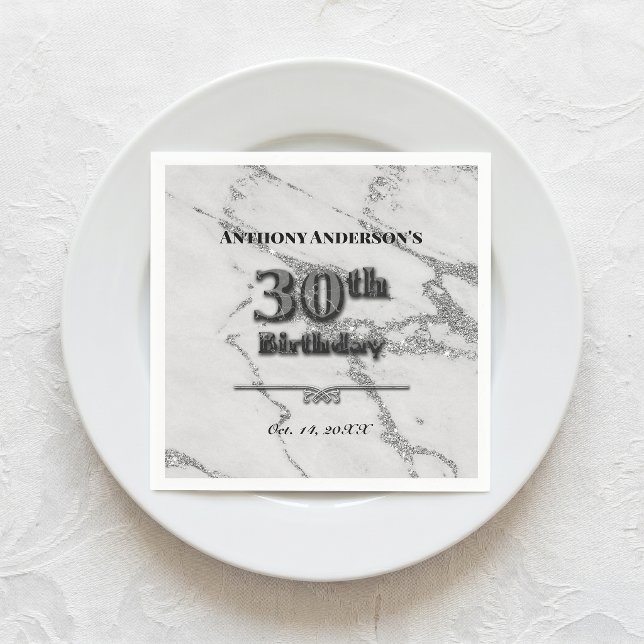 Marble 30th Birthday Party Napkins (Creator Uploaded)