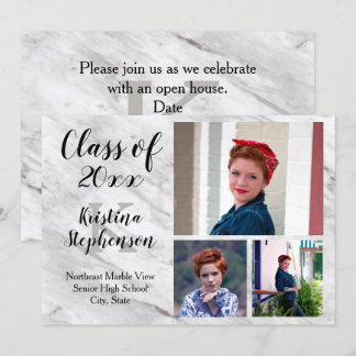 Marble 3 Photo School Graduation Announcement