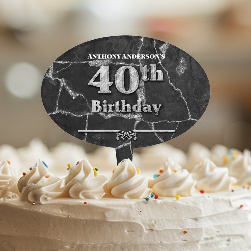 Marble 40th Birthday Cake Topper