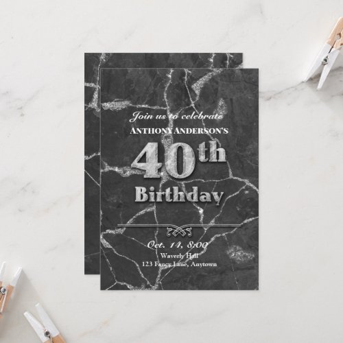 Marble 40th Birthday Party Invitation