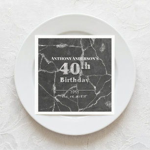 Marble 40th Birthday Party Napkins