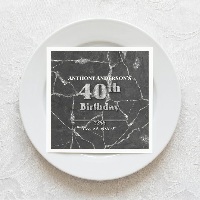 Marble 40th Birthday Party Napkins (Creator Uploaded)
