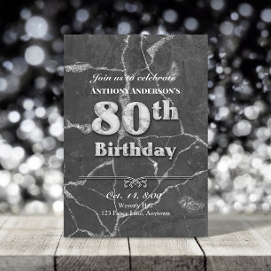 Marble 80th Birthday Party Invitation