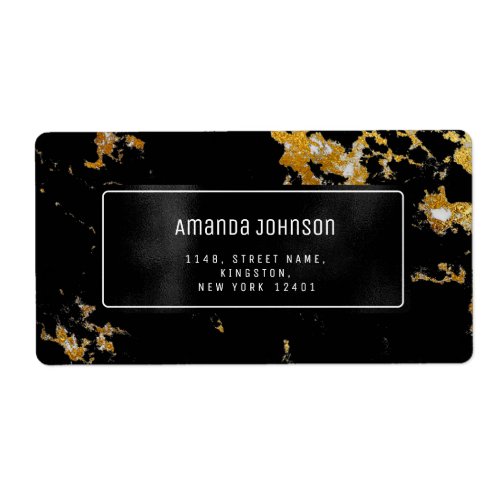 Marble Abstract Black Metal Gold RSVP Abstract Lux Label