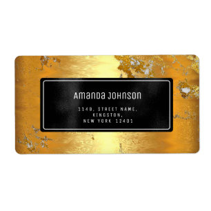Marble Abstract Black Metal Gold RSVP Abstract VIP Label