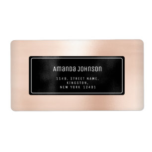 Marble Abstract Black Metal Rose RSVP Blush Framed Label