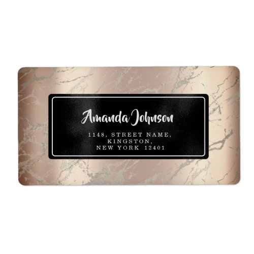 Marble Abstract Black Rose Gold RSVP Abstract Label