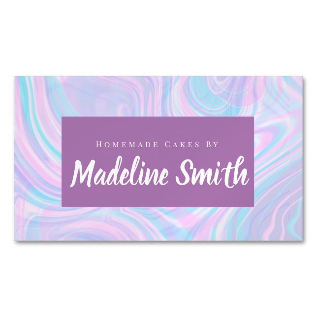Marble Abstract Homemade Cake Bakery Business Card Magnet (Front)