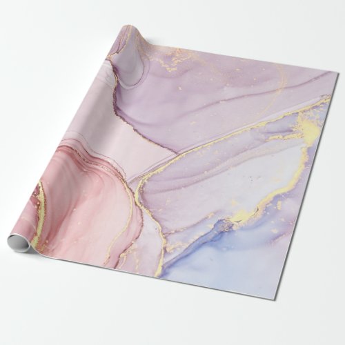 MARBLE ABSTRACT LILAC GOLD WRAPPING PAPER 