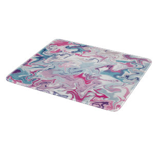 Marble Abstract Pink and Blue Cutting Board