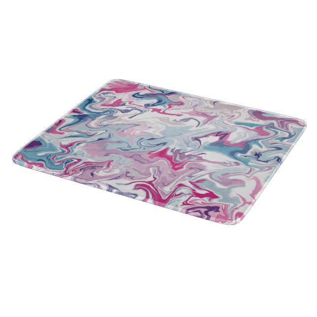 Marble Abstract Pink and Blue Cutting Board  (Corner)