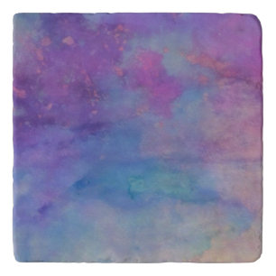 Marble Abstract Purple and Teal Trivet 