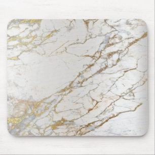 Marble Abstract Silver Gold Gray White Unique Mouse Pad