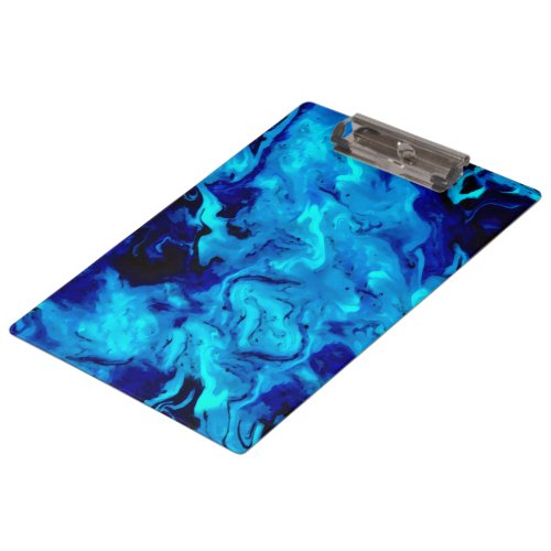 Marble Acrylic Painting in Blue Clipboard