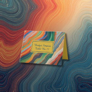 marble african destination wedding place card